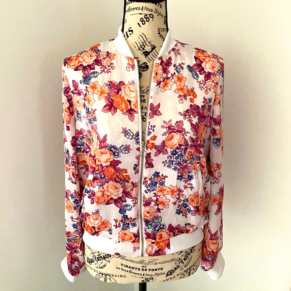 Ultra Flirt Lightweight Satin Floral Jacket